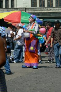 Clown in central plaza