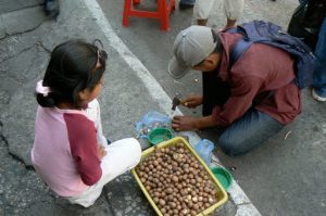 Cracking nuts with a hammer