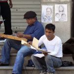 Portrait artists at work