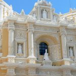 Close-up of baroque facade of Our Lady of Mercy (Merced)