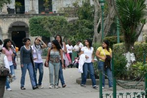 Young women on Sunday in the park