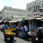 The streets around the two central plazas are packed with