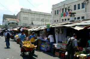 The streets around the two central plazas are packed with