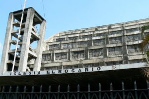 El Rosario church has an unusual arched style