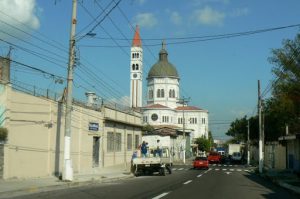 Odd combination of classic Christian dome and Islamic-style steeple