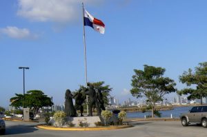 Panama flag and city
