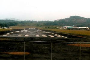 Airport runway near canal