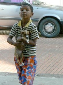 Boy with puppy