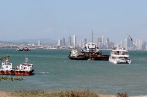 Various boats in the Panama Bay