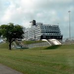 Ship passing through the Panama Canal