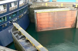 Each lock gate weighs five tons and operates like a