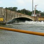 Water being released from a lock