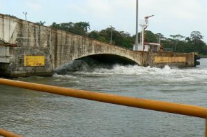 Water being released from a lock