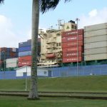 Cargo containers on board a ship in the Canal