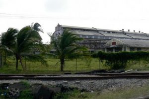 Old warehouses near the Panama Canal Railroad; the railroad was