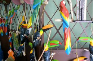 Carved tropical birds