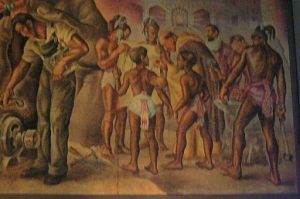Fresco inside Palacio Nationale by Alberto Suarez depicting a priest