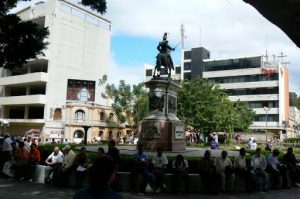 Plaza Morazan with statue of former president Francisco Morazan