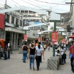 Youthful life (many students) along the pedestrian street downtown