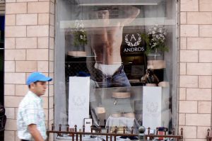 Racy men's fashion store window