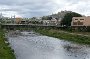 Choluteca River (polluted) with market in background