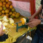 Peeling an orange