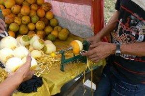 Peeling an orange