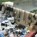 Market stalls on the bridge over the Choluteca River