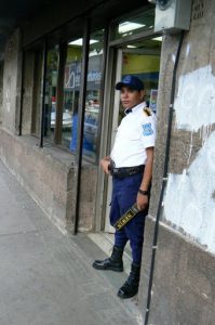 Guards patrol almost every store