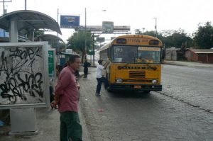 Most local buses are used American school buses
