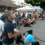 Listening to concert on Independencia Plaza