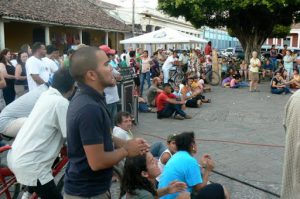 Listening to concert on Independencia Plaza