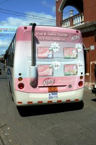 Unusual ad on a bus for Kotex