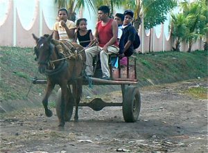 Family going into town