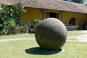 Stone ball in the museum courtyard