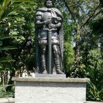 Conquistador statue in Park Morazin