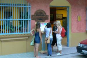 Tourists deciding where to eat