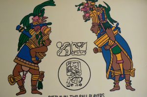Mayan cartoon in the hotel (ball players)