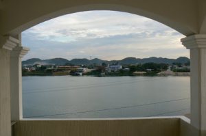 Mainland view of the lake from the hotel