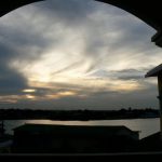 Mainland view of the lake from the hotel at nightfall