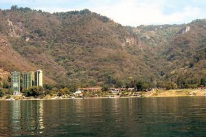 New condo towers on the shoreline of Lake Atitlan