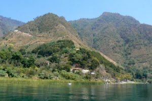 Along the shoreline of Lake Atitlan are numerous upscale homes