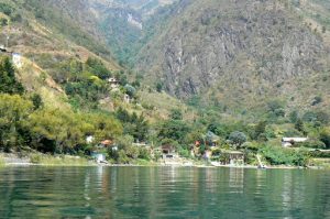 Along the shoreline of Lake Atitlan are numerous upscale homes