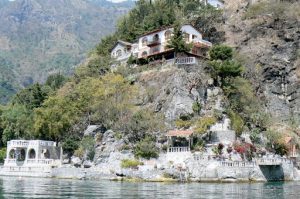 Along the shoreline of Lake Atitlan are numerous upscale homes