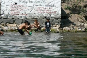 Kids playing at the ferry landing