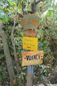 Restaurant signs; San Marcos has many tourists