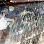 Wall made of bottles, mesh and stucco