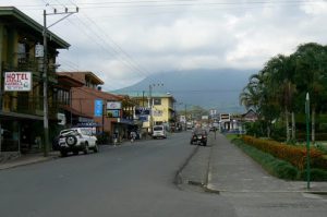 Entering the town of LaFortuna