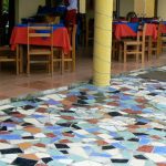 Decorative tile floor in a restaurant