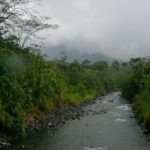 Overcast evening looking toward the volcano; the mist lifted and